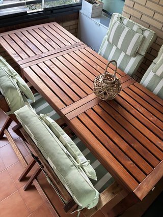 Mesa y 4 Sillas Terraza Madera