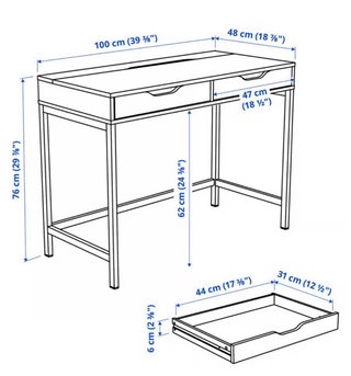 Escritorio Blanco Ikea Alex 100x48