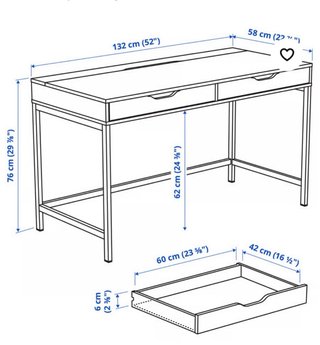 Escritorio Blanco Ikea Alex 132x58