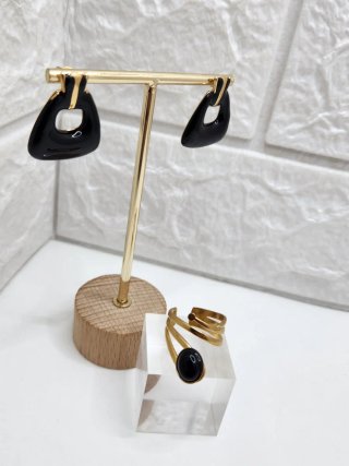 Conjunto Acero Quirúrgico Baño Oro Negro