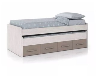 Cama nido con cajones beige y blanca