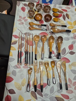 Juego Cubertería Asiática Bambu y Madera