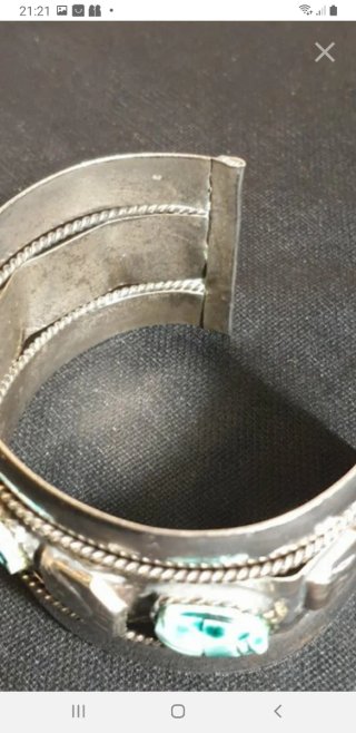 Pulsera Plata y Turquesa Estilo Egipcio