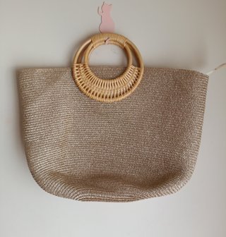 Cesta de mano dorada tendencia 38x47x12