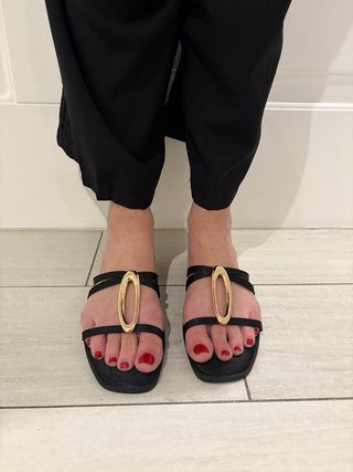 Sandali donna neri fibbia oro tg 38 nuovo