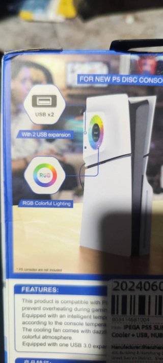Ventilador ipega PS5 Slim con RGB y Auto-Sensing