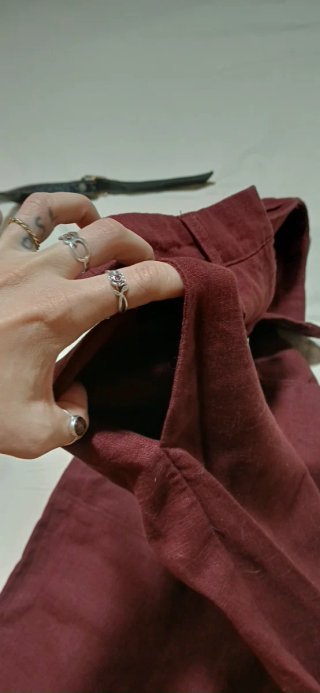 Pantalón ancho burdeos lino