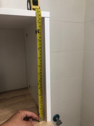 Mueble blanco y madera con cajón