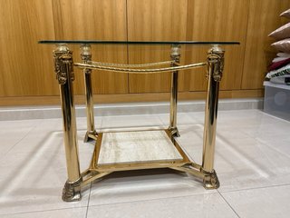 Juego 2 Mesas Vintage Cristal Doradas