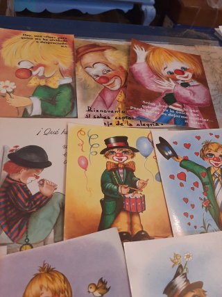 Lote de tarjetas postales vintage de payasos 14 po