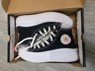 Converse negras talla 36 con detalles rosa