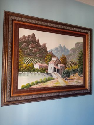 Cuadro paisaje rural con marco