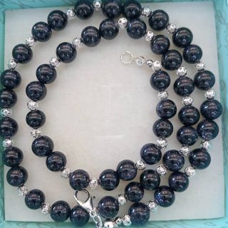 Collana Arenaria Blu e Acciaio Argento