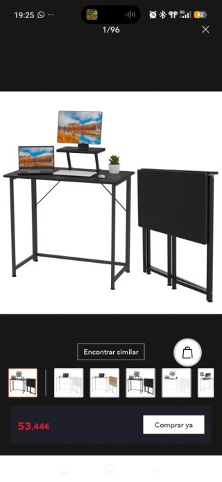 Mesa escritorio plegable negra