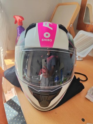 Casco Integral Moto Shiro Faster Rosa Blanco