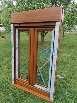 Ventana PVC Roble Dorado 2 Hojas