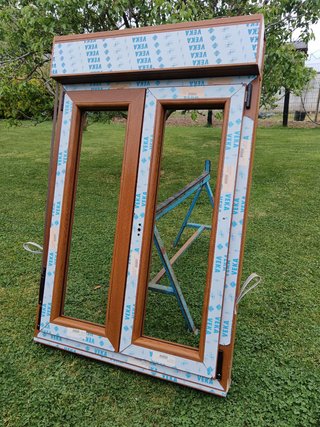 Ventana PVC Roble Dorado 2 Hojas