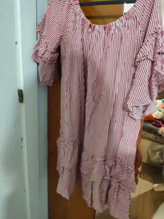 Conjunto vestido y monos verde y rojo