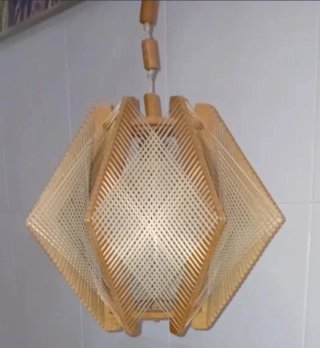 Lámpara colgante vintage madera y rafia