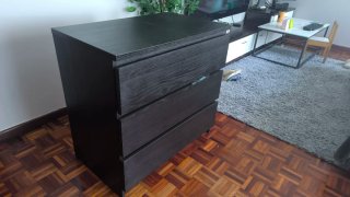 Cómoda MALM 3 cajones negro-marrón