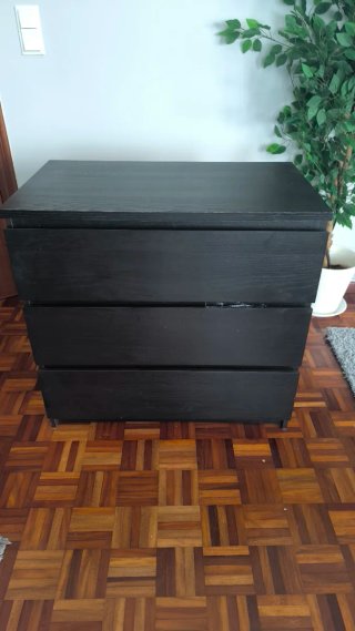 Cómoda MALM 3 cajones negro-marrón