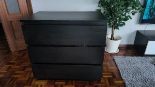Cómoda MALM 3 cajones negro-marrón