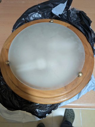 Lámpara plafón madera y cristal