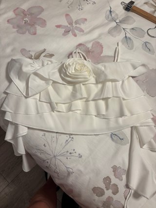 Top volantes flor blanco
