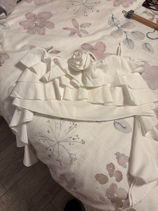 Top volantes flor blanco
