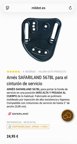 Arnés Safariland 567BL para cinturón