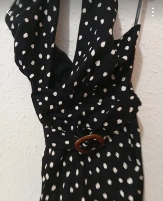 Mono Topshop lunares azul marino y blanco