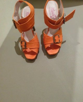 Sandalias Mustang Naranja Tacon