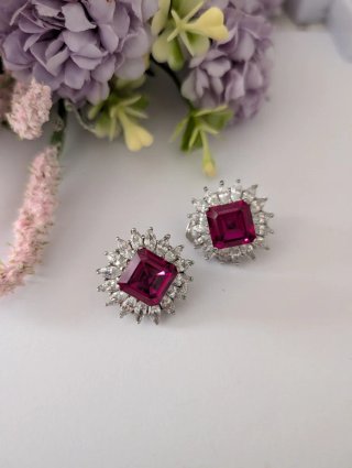 Pendientes Plata con Piedra Roja