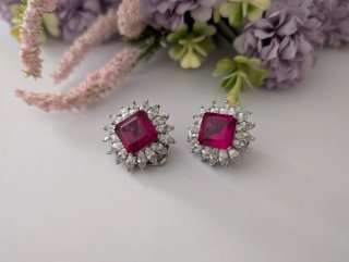 Pendientes Plata con Piedra Roja