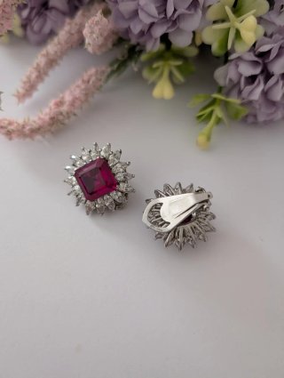 Pendientes Plata con Piedra Roja
