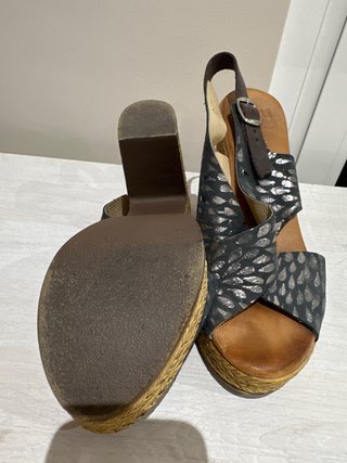 Sandalias tacón plataforma piel T38 verano