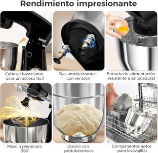 Batidora amasadora doble bol 1500W 9,5L NUEVO