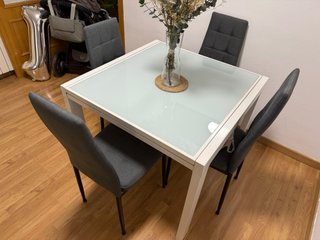 Mesa de comedor extensible aluminio 90x90 a 180x90