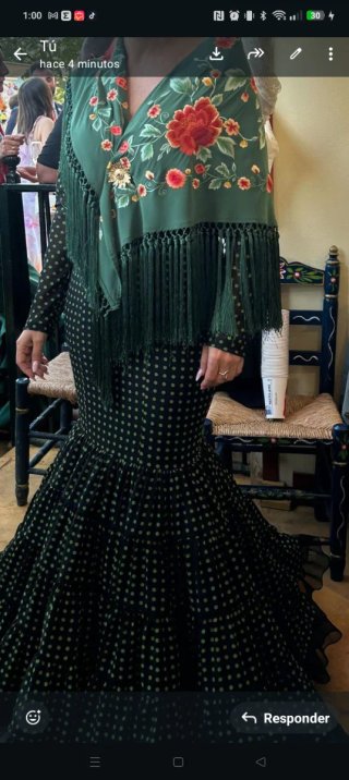 Traje de flamenca verde y negro