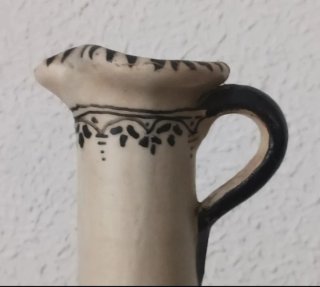 Jarrón Cerámica Talavera Beige/Negro