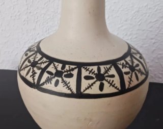 Jarrón Cerámica Talavera Beige/Negro