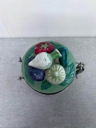 Lote 2 tarros cerámica decorativos verduras