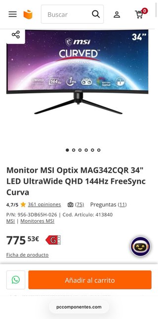 Monitor Ultrawide negro
