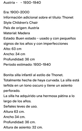 Sedia per Bambini in Legno Stile Thonet NEGOZIABILE