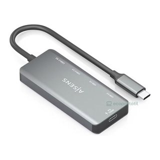 HUB USB Aisens A109-0945 1xUSB-C PD 100W 3xUSB-A, Gris, 15cm