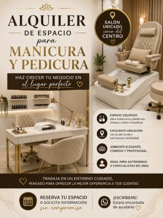 ✨ SE ALQUILA ESPACIO PARA MANICURA Y PEDICURA ✨