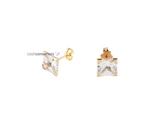 pendientes oro 18k con piedra con circonita