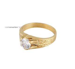 anillo oro 18k con piedra con circonita