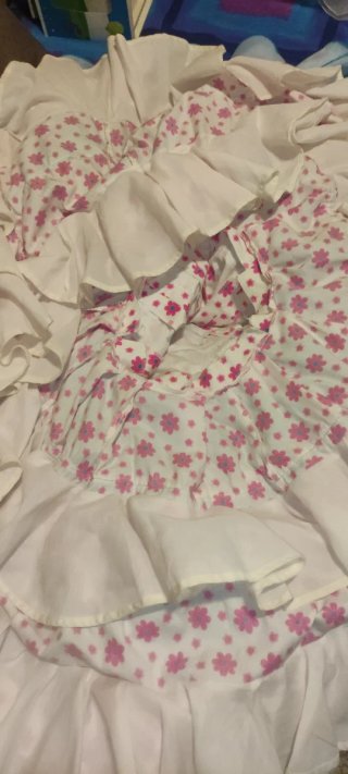 Traje Sevillana Niña Flores Rosa y Azul