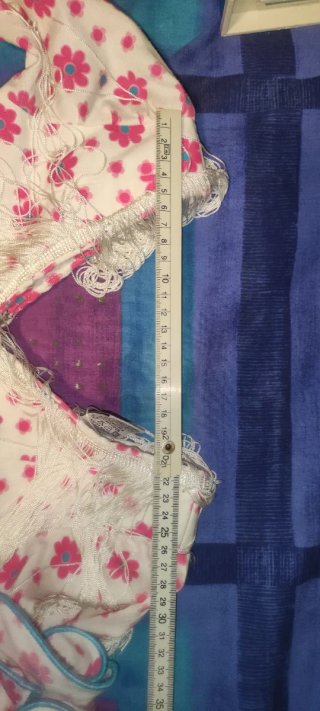 Traje Sevillana Niña Flores Rosa y Azul